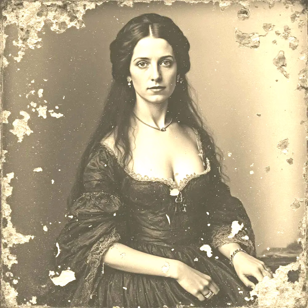 Victorian portrait of a young woman with the emulsion flaking away in patches