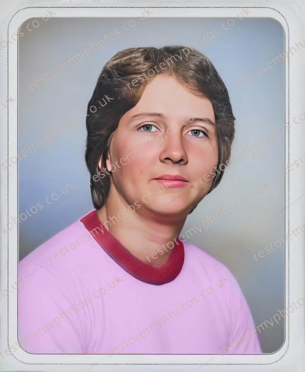 The same 1990s portrait after the water staining was removed