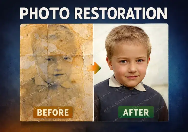 Repairing water-damaged photographs before after